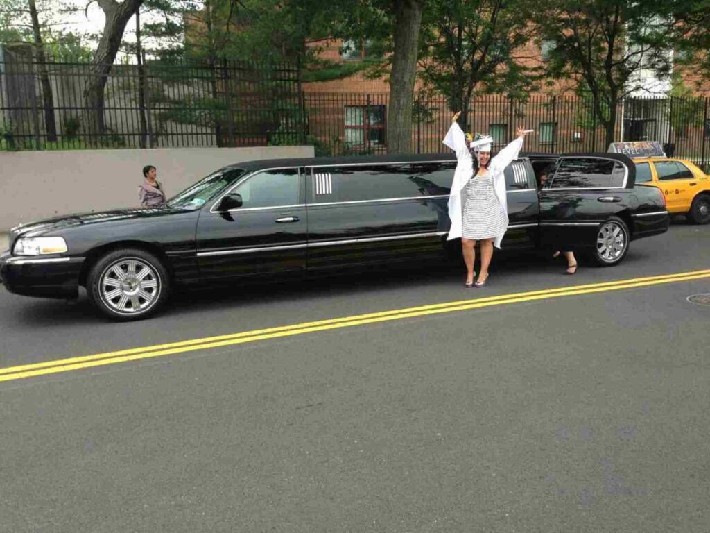 lady in front of limo
